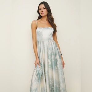 Reformation Blue and White Floral Dress